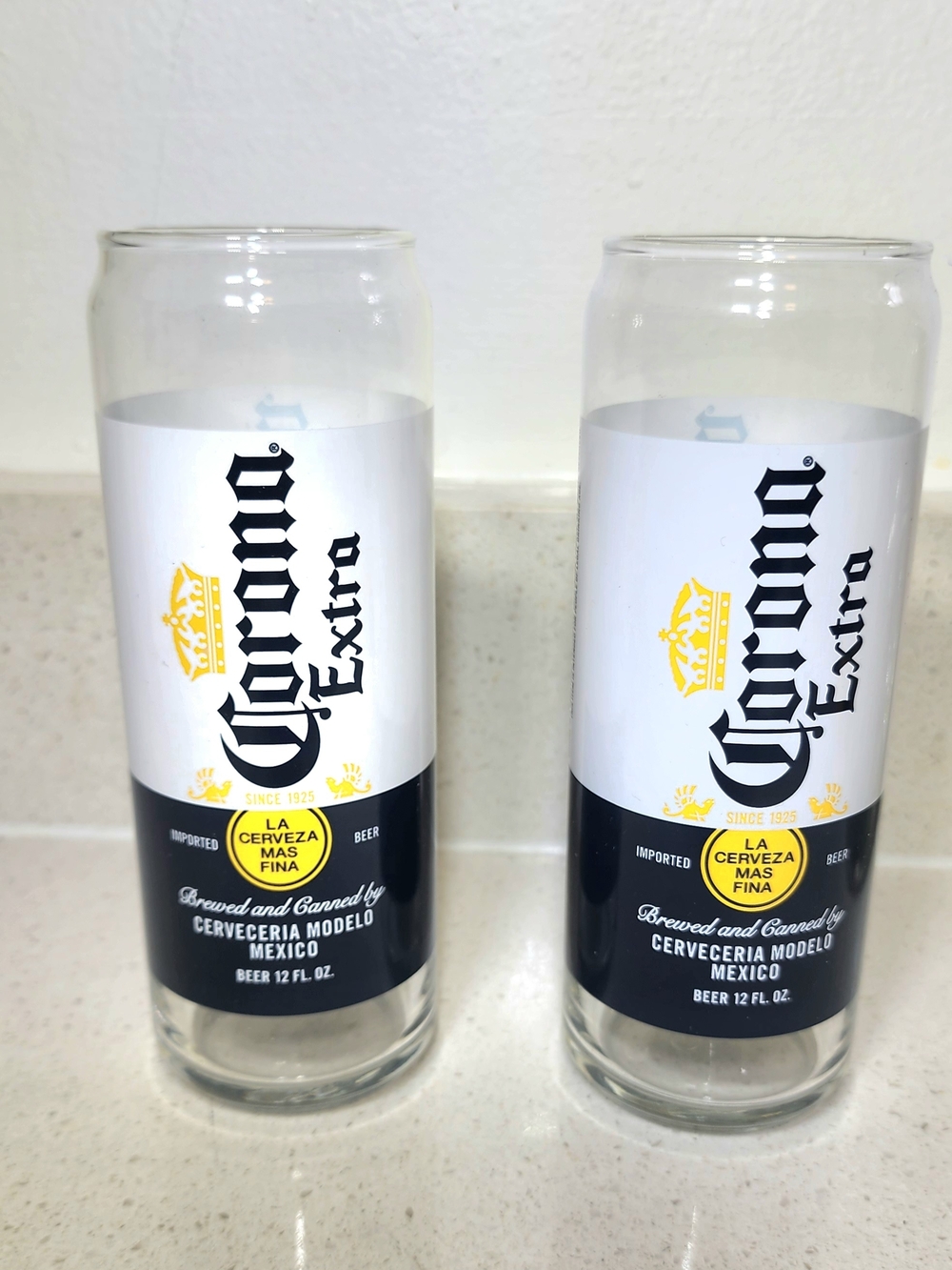 Corona Beer Branded Clear Glasses 12 oz  Set Of 2 New No Tag